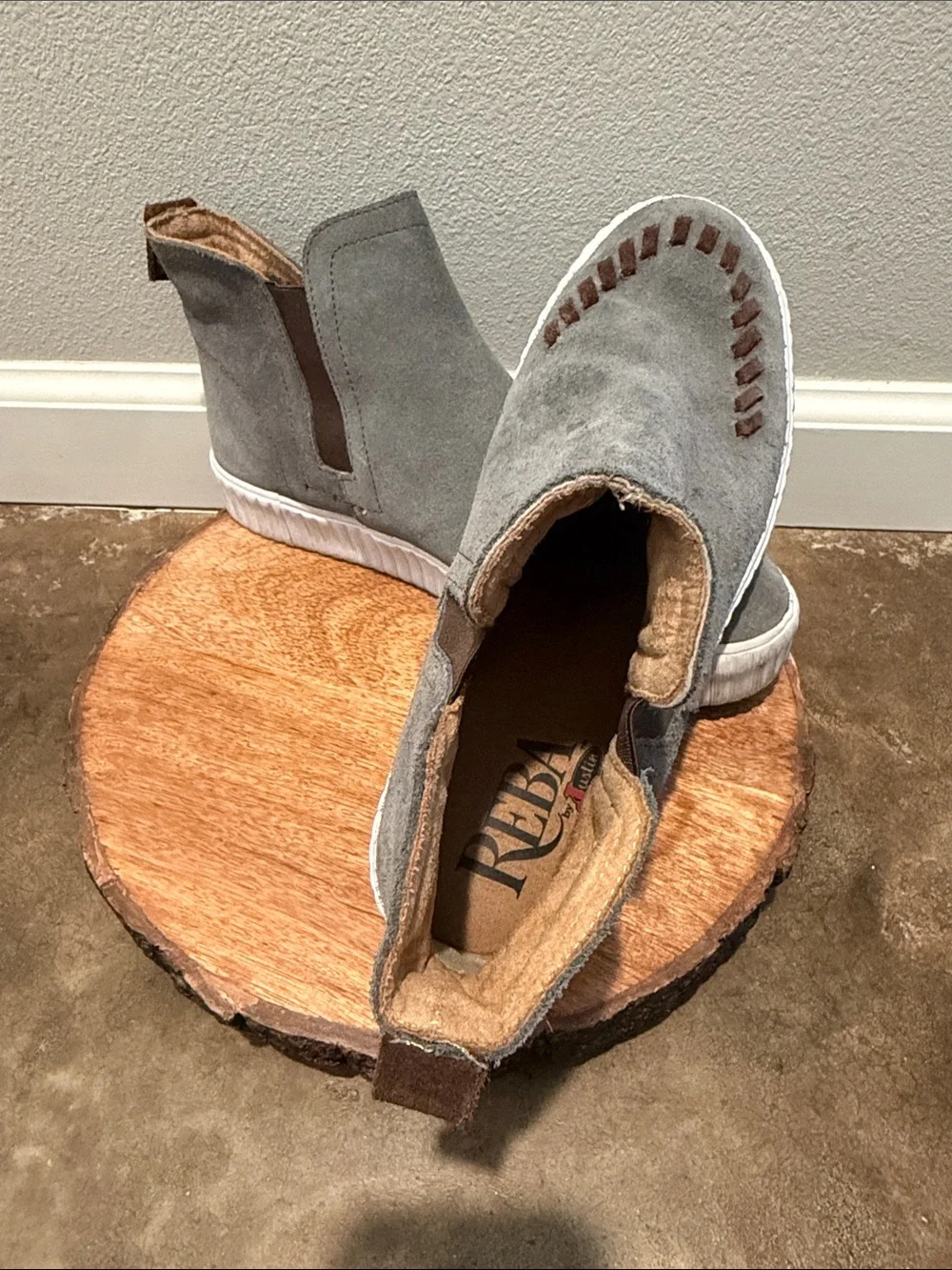 Women's Grey Slip-On Suede Casual Shoes with White Sole